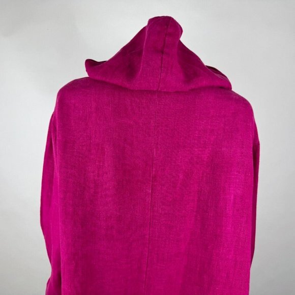Bryn Walker Heavy Linen Hooded Jacket Women M $158 Havana Pink Button-Up Pockets - Picture 9 of 14